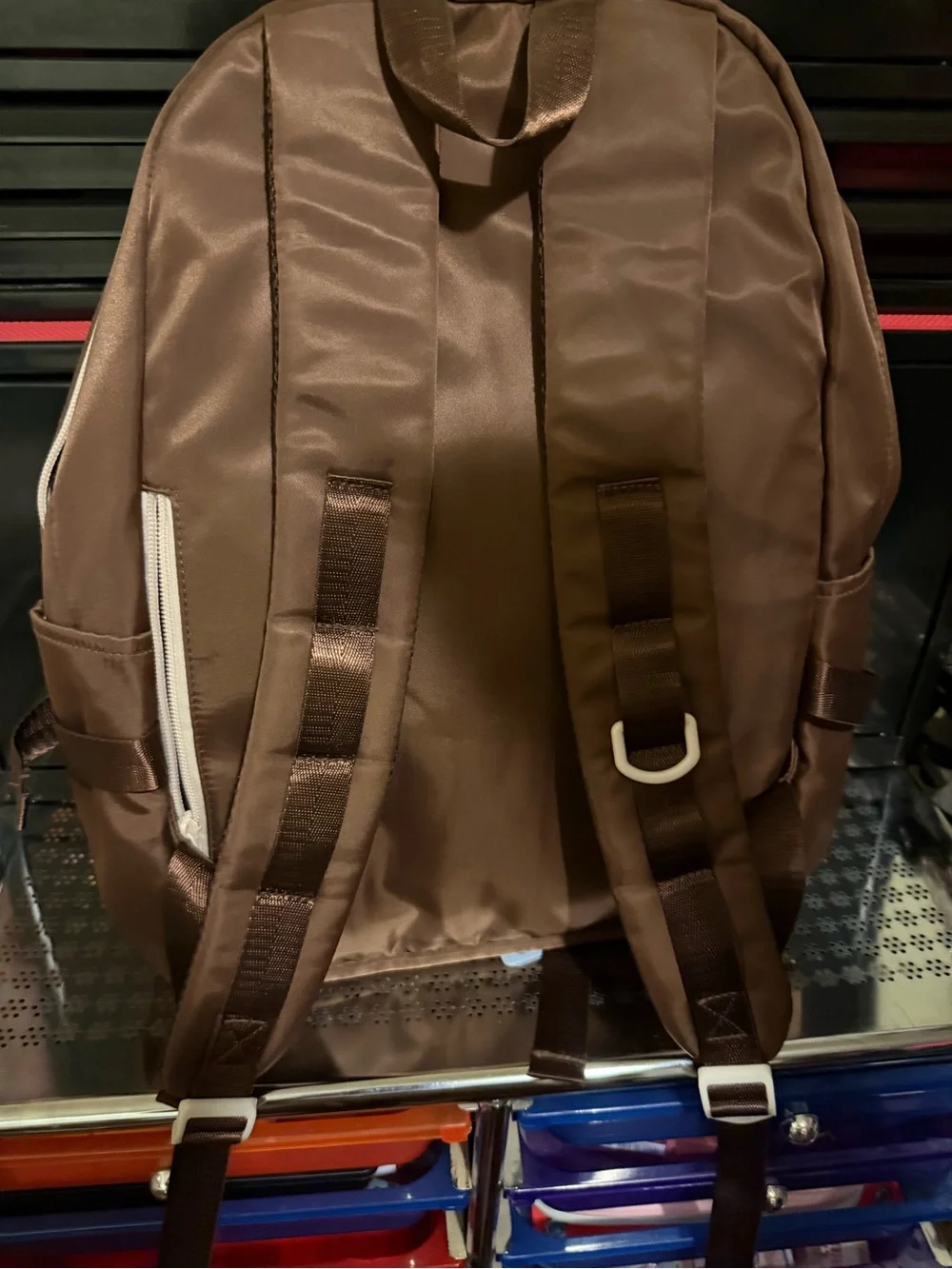 Source Unknown I'm Fine Brown Backpack with Cream Accents